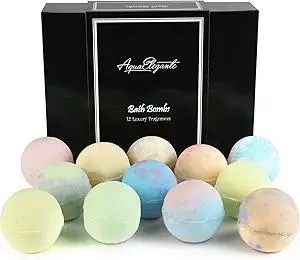 Luxury Bath Bombs for Women - Gift Set of 12 Large Bathbombs with Organic Essential Oils - Natural Vegan Soap for Moisturizing Fizzy Bubbles