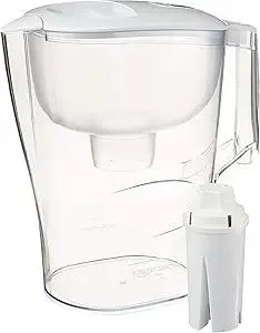 Amazon Basics 10-Cup Pitcher with Filter Compatible with Brita Water Filter Pitcher for Clean, Crisp Water, WQA and NSF Certified, Made in Europe