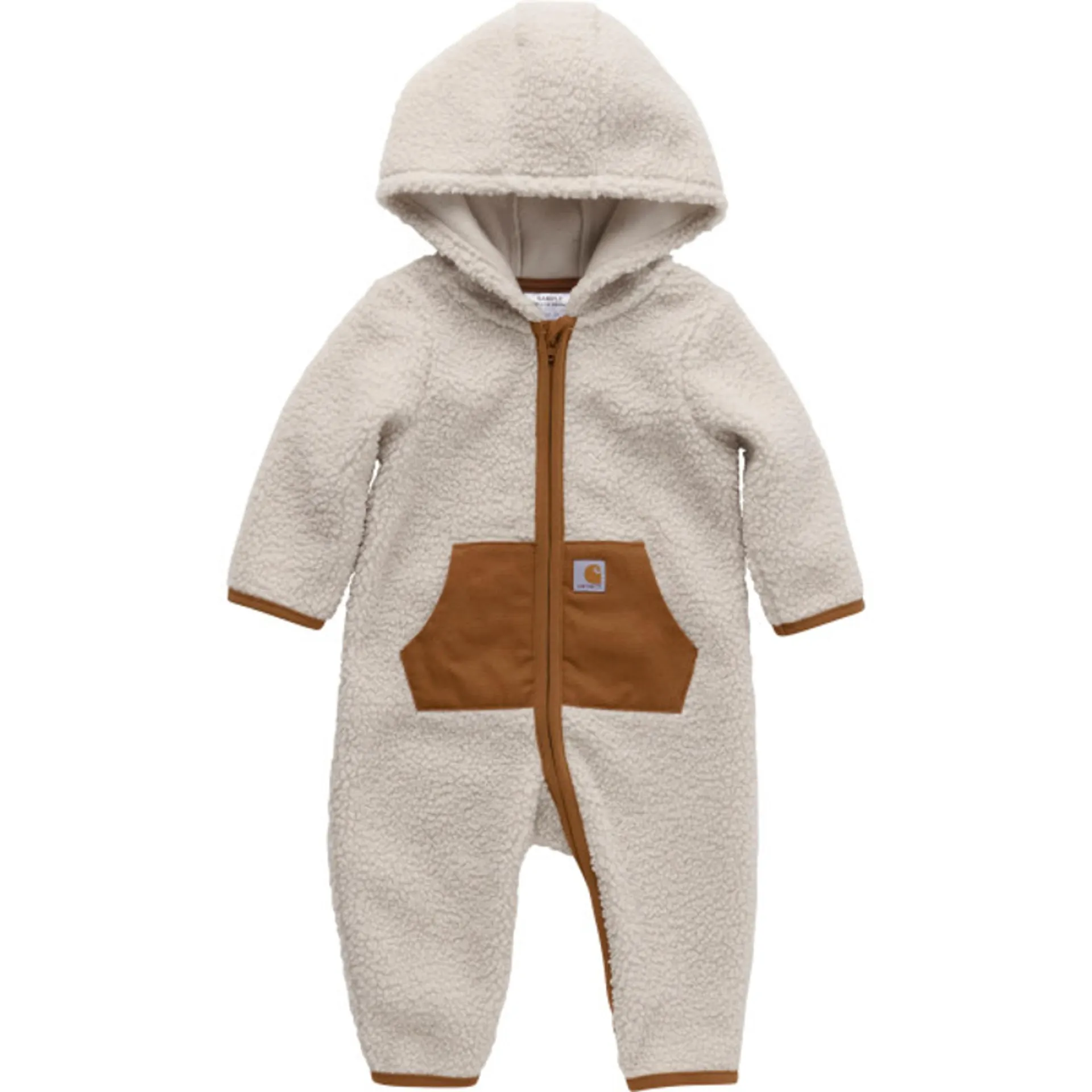 Carhartt Infant Boys Malt & Carhartt Brown Long Sleeve Zip-Front Sherpa Coveralls