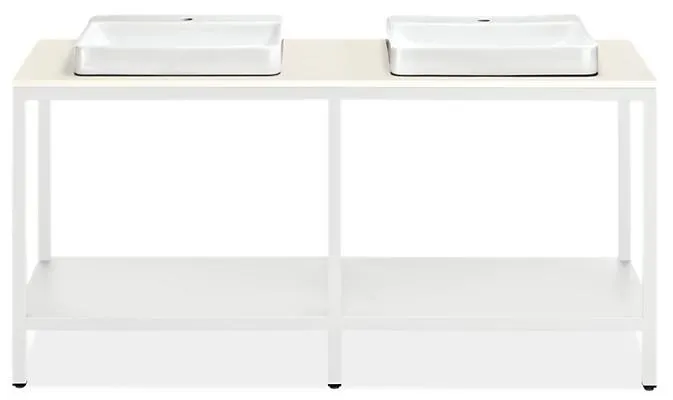 Parsons 72w 21.75d 37.25h Bath Vanity in White w/White Top & 1-HL Vessel Sinks