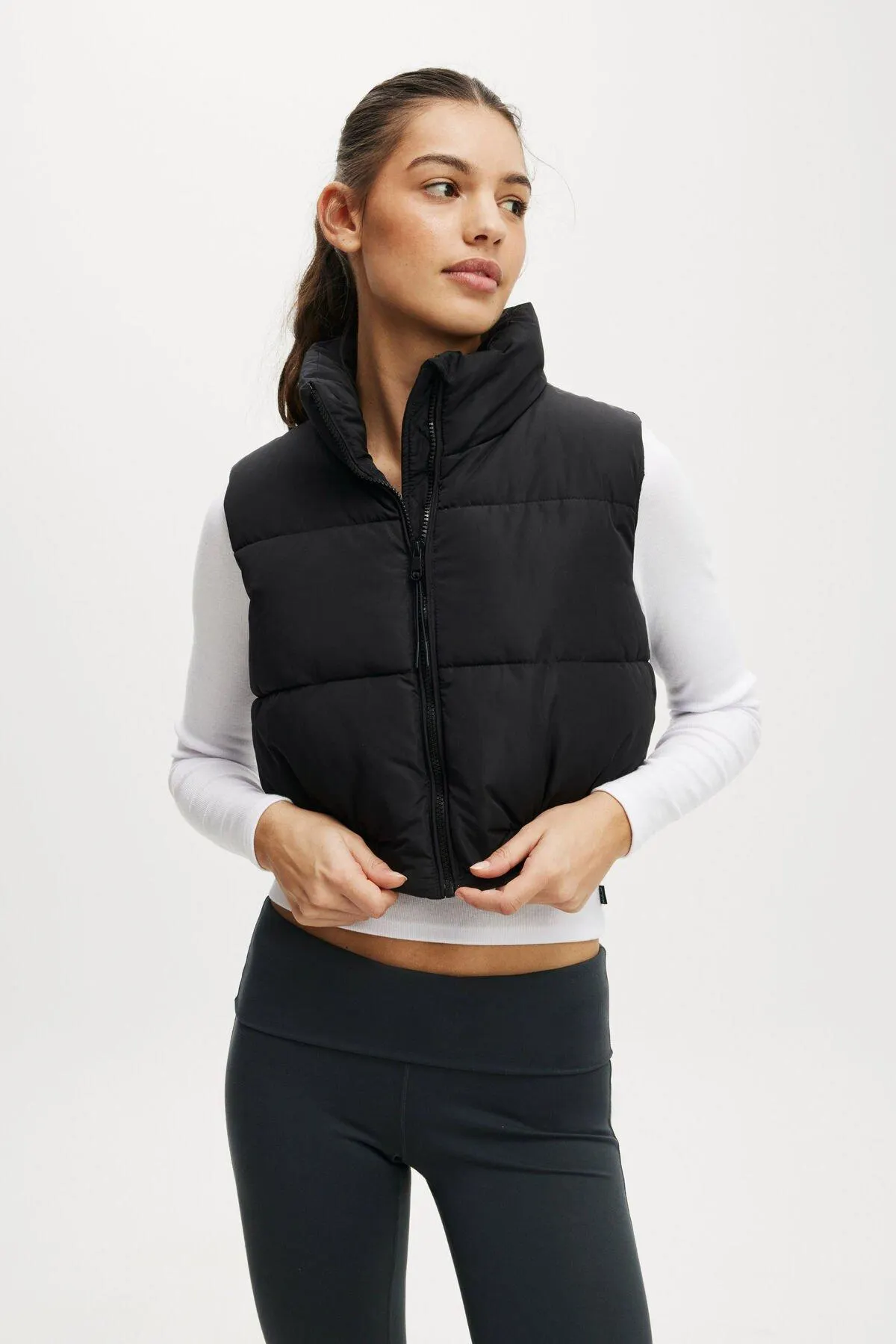 The Mother Puffer Crop Vest