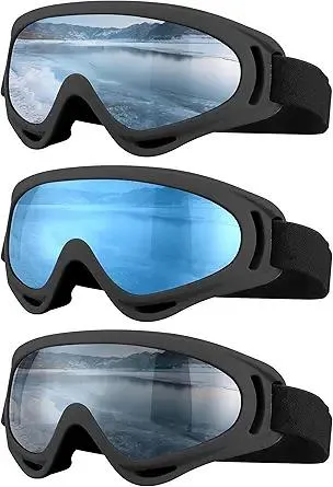 Ski Goggles, Motorcycle Goggles, 3 Pack Snowboard Snow Goggles for Men Women Adult Youth