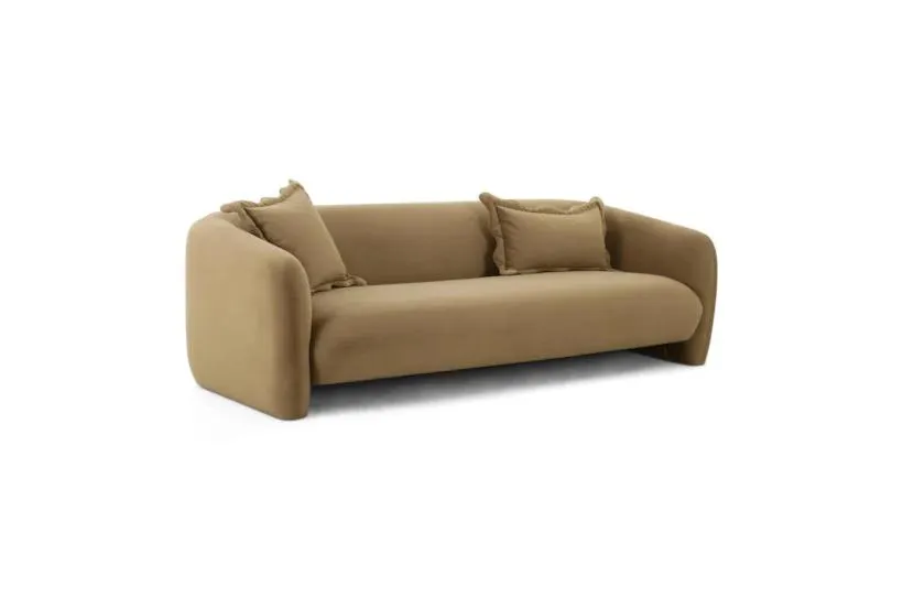 Lou Cafe Au Lait Brown 91" Performance Velvet Fabric Sofa