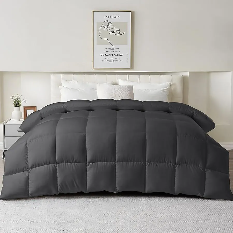 JEAREY Gray Solid Reversible King Comforter Microfiber with ( Down Fill )