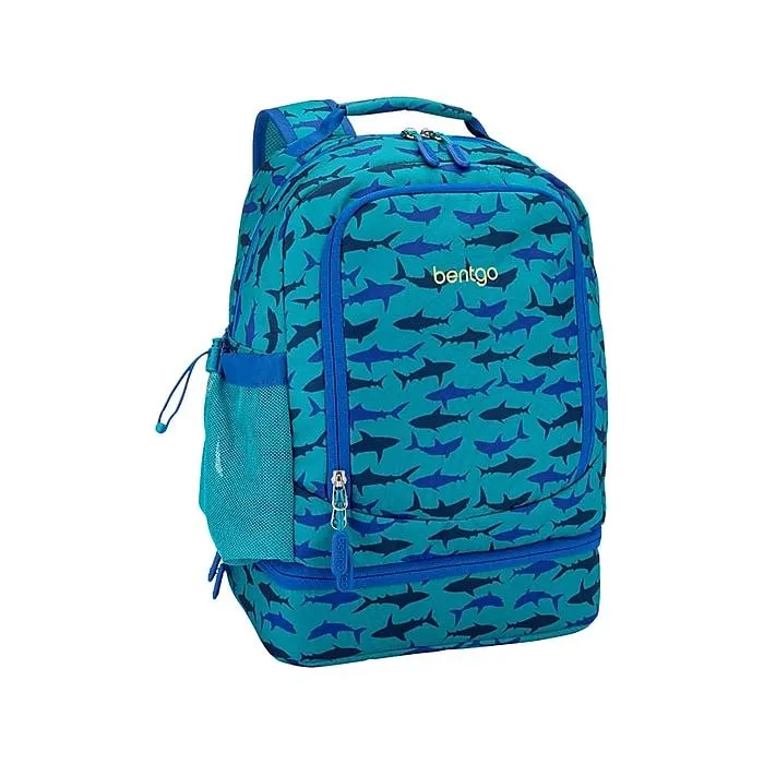 bentgo Kids Prints Sharks Backpack with Lunch Box,