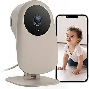 nooie Baby Monitor with Crying Detection, Camera and Audio 1080P Night Vision Motion and Sound Detection 2.4G WiFi Home Security Camera for Baby Nanny Elderly and Pet Monitoring, Works with Alexa