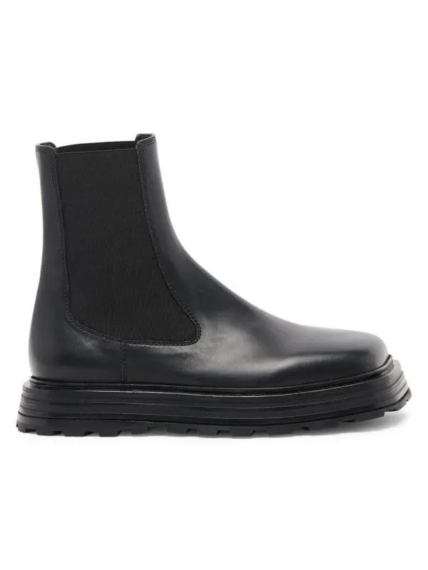 Leather Square-Toe Chelsea Boots