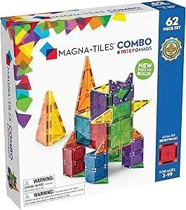 MAGNA-TILES Combo 62-Piece Magnetic Construction Set, The Original Magnetic Building Brand