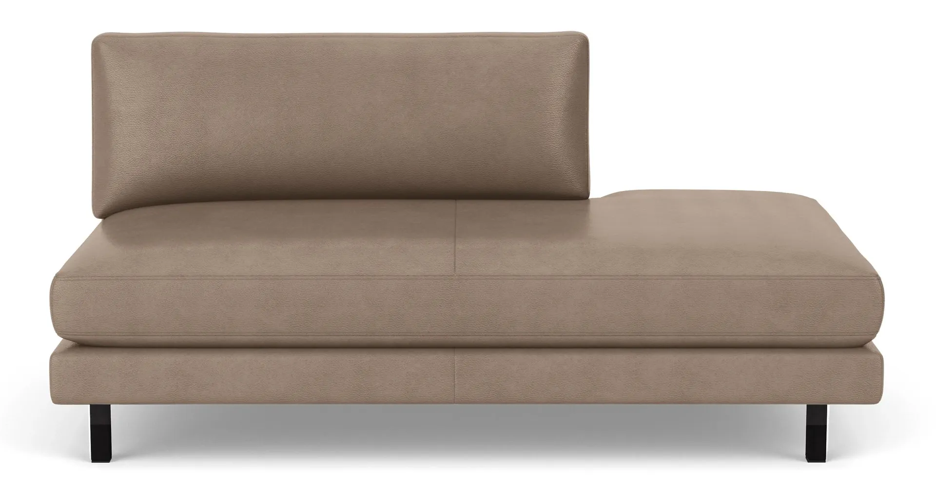Cade 67" Left-Back Sofa in Urbino Stone Leather with Natural Steel Legs