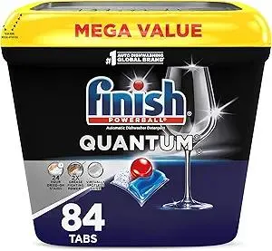 Finish Quantum Dishwasher Pods, No Pre-Rinse Dishwasher Detergent Soap Removes 24HR Dried-On Stain and Grease, Leaving a Virtually Spotless Shine, 84 Count