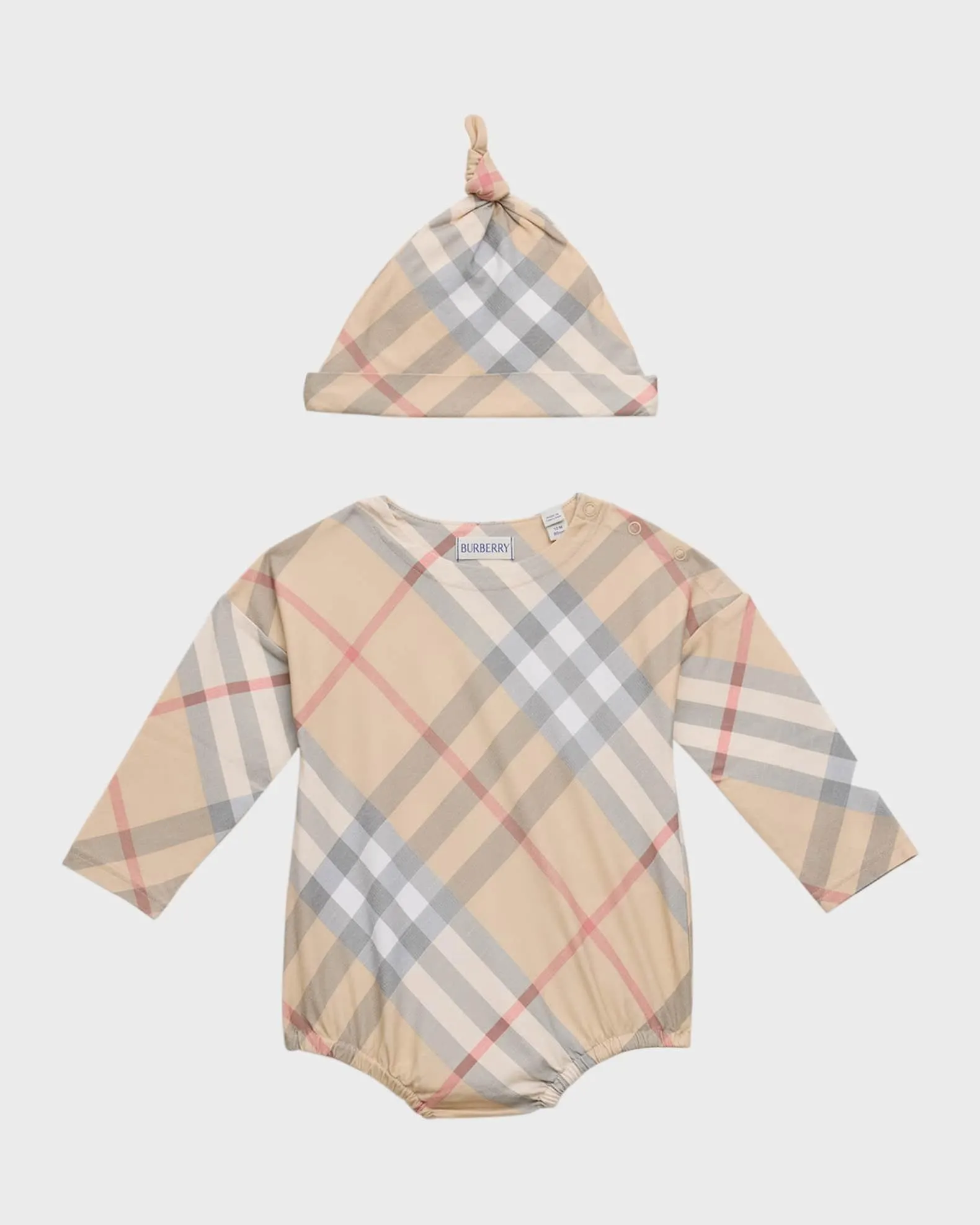 Kid's Dolby Check-Print Two-Piece Set, Size 3M-12M