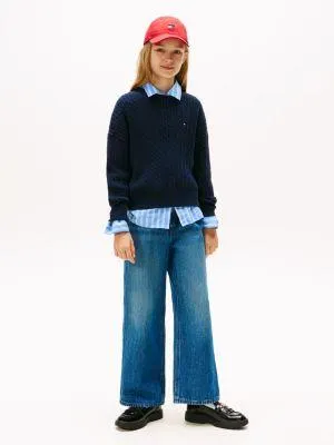Kids' Crest Logo Wide Leg Jean
