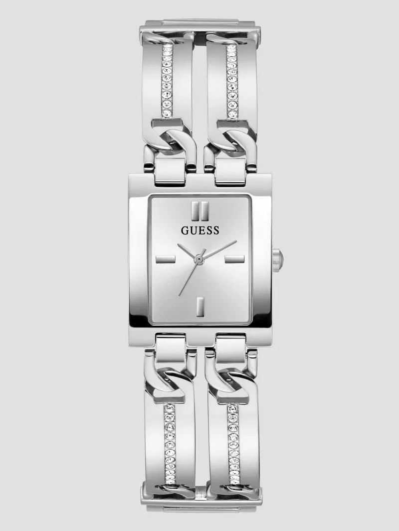 Silver-Tone Square Analog Watch