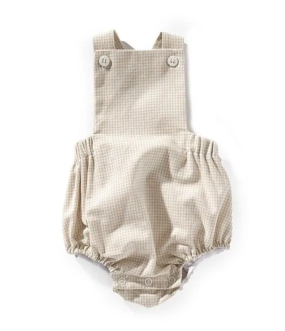 x Kristin Ellen Hockman Baby Boys Alfie Tan Gingham Sunsuit Bubble