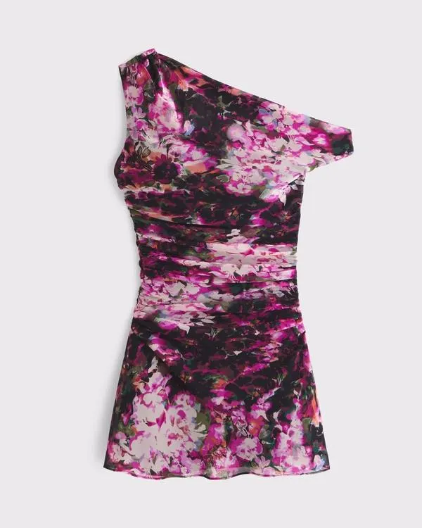 One-Shoulder Draped Mini Dress