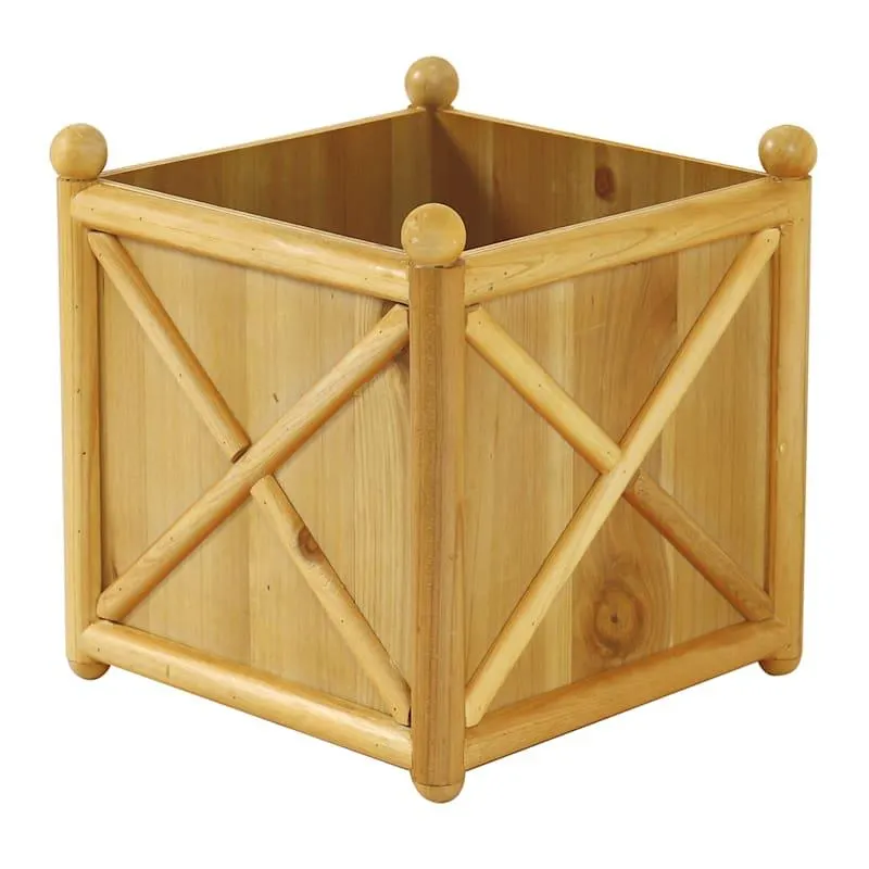 Natural Wooden Square Outdoor Planter, Small