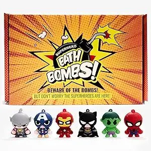 COSMETICS STORIES-Superhero Bath Bombs for Kids with Surprise Inside - Organic, Gentle, and Mess-Free Bath Time Fun for Kids - Vibrant Colors and Amazing Scents - Amazing Gift for Superhero Fans