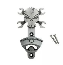 Skull Wrench Wall Mount Metal Bottle Opener
