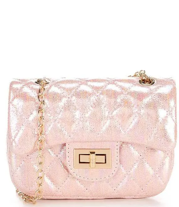 Girls Metallic Quilted Crossbody Handbag