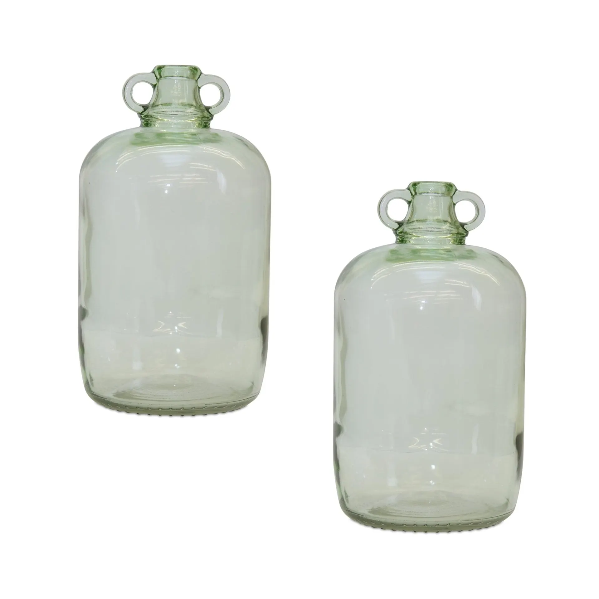Sage Green Glass Jug Vase, Set of 2