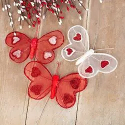 Assortment of Valentine Theme Butterflies (Pack of 12 pieces)