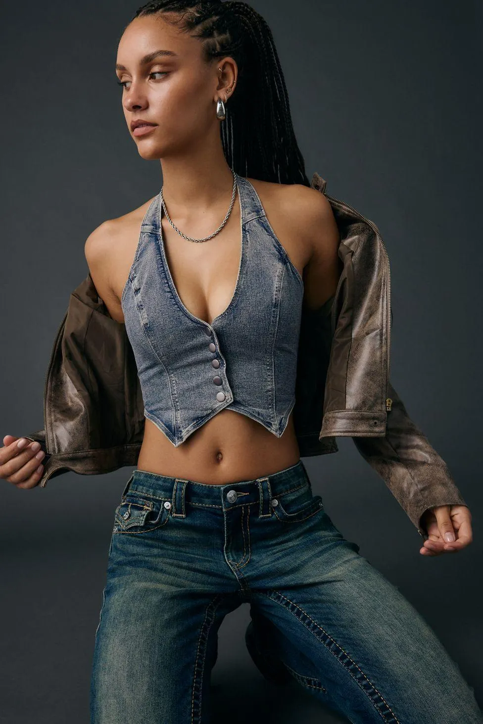 Silence + Noise Esme Cropped Halter Vest Top