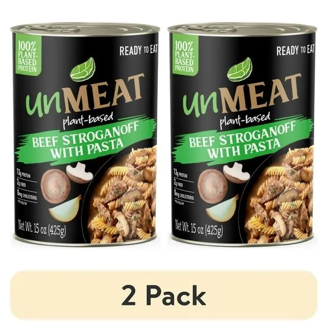 (2 pack) unMEAT Plant-Based Beef Stroganoff with Pasta, 15oz Can