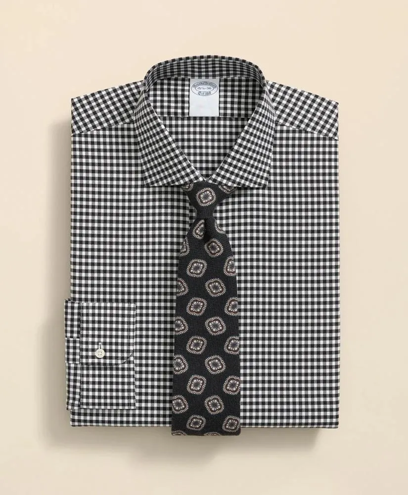 Stretch Supima ® Cotton Non-Iron Herringbone English Spread Collar, Gingham Dress Shirt