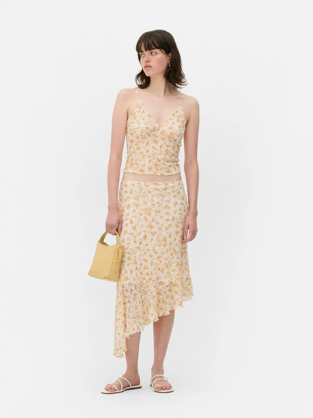 Asymmetric Printed Lace Skirt