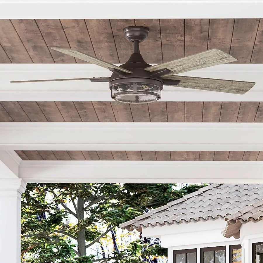 Harbor Breeze Summersville 52-Inches Bronze with Driftwood/Auburn Blades Indoor/Outdoor Downrod mount Standard Ceiling Fan With Light and Remote ( 5 -Blade)