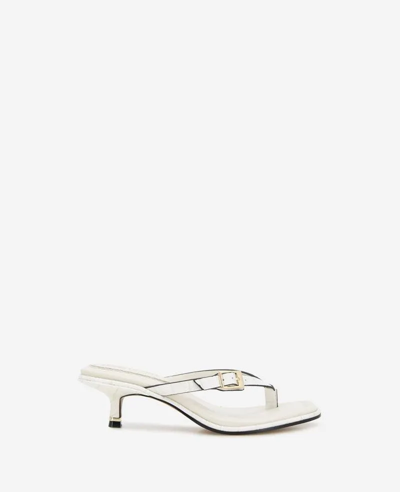 Gillie Embossed Croco Kitten Heel Buckle Sandal