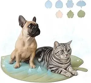 Dog Cooling Mat - Large Leaf Shaped, Washable, Non-Slip, Summer Pad for Dogs and Cats, Lightweight