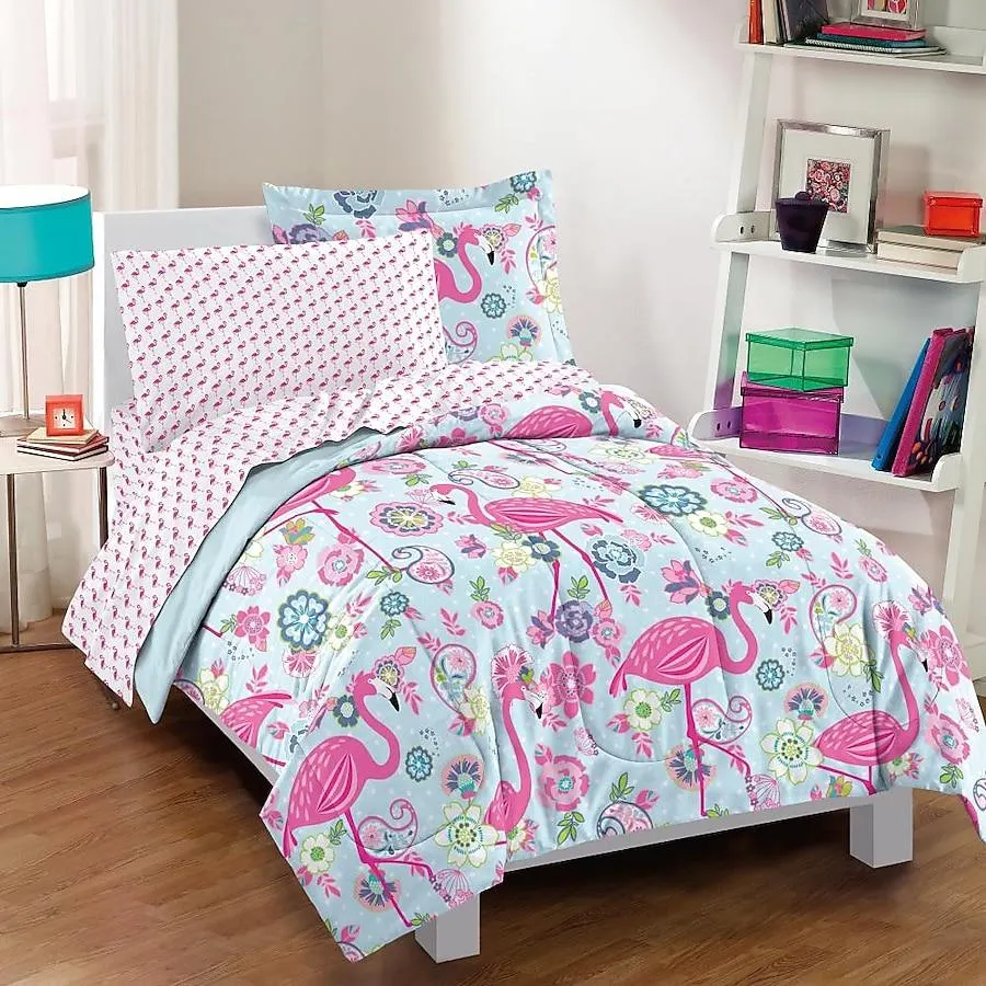 Dream Factory Flamingo 5 -Piece PINK Twin Comforter Set
