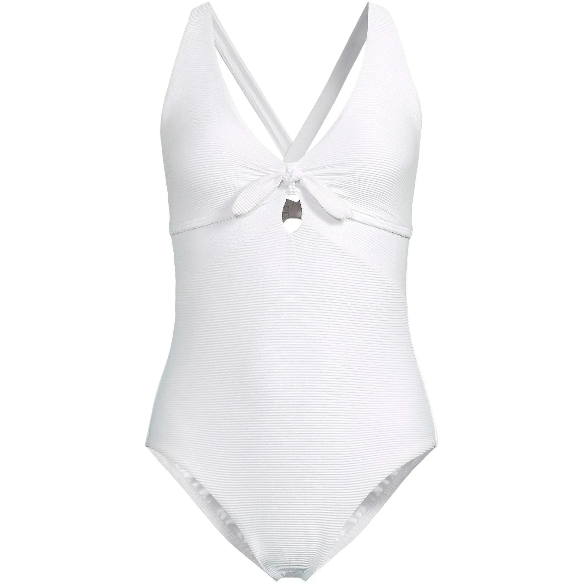 Women's Ribbed Knot Front One Piece Swimsuit