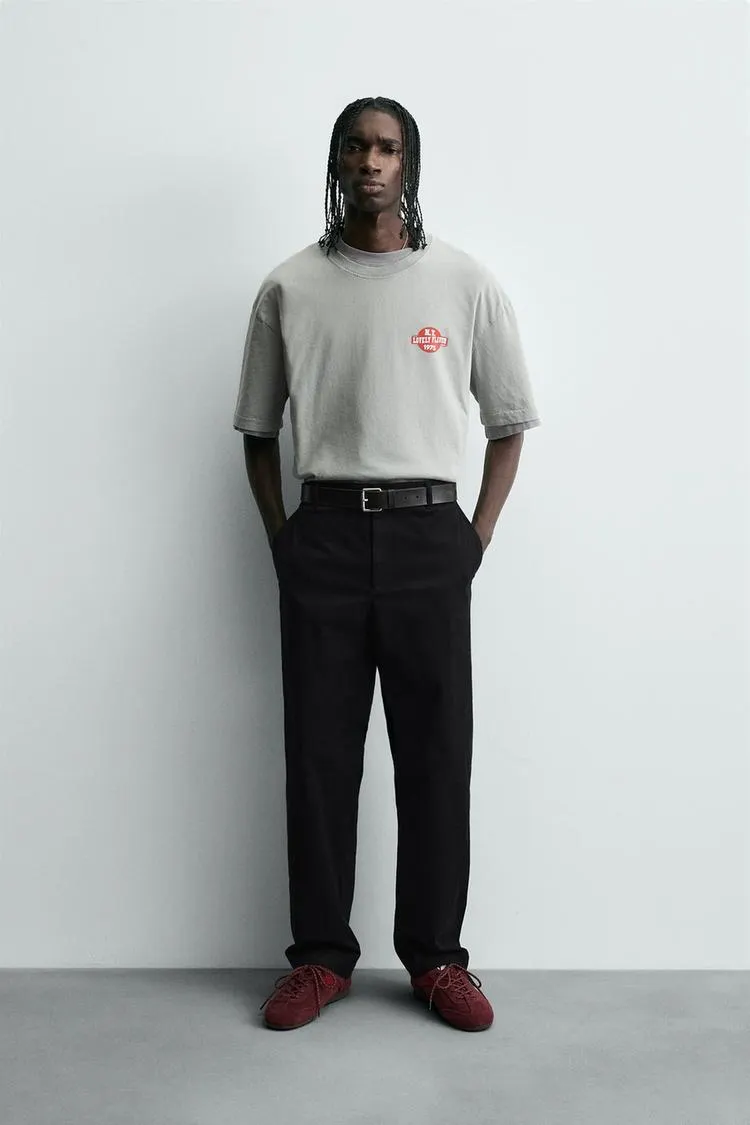 WASHED T-SHIRT WITH COMBINED PRINT