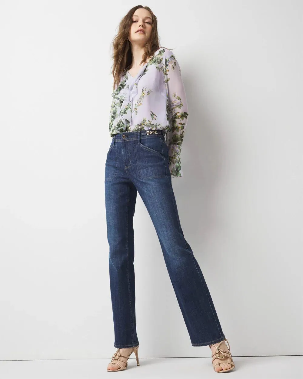 Chain Detail High-Rise Bootcut Jean