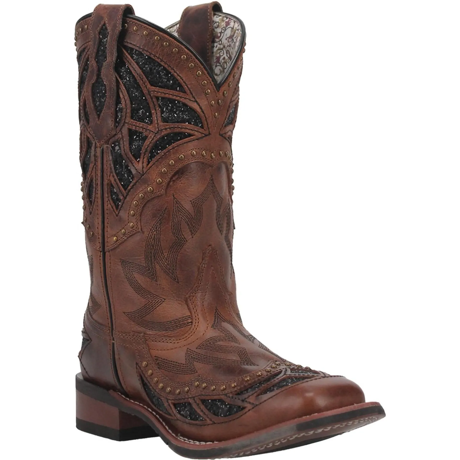 Laredo Womens Brown & Black Eternity Broad Square Toe Boots