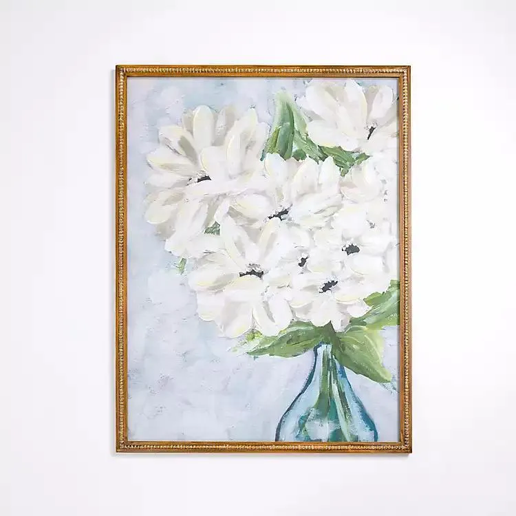 White Floral Still Life Framed Art Print