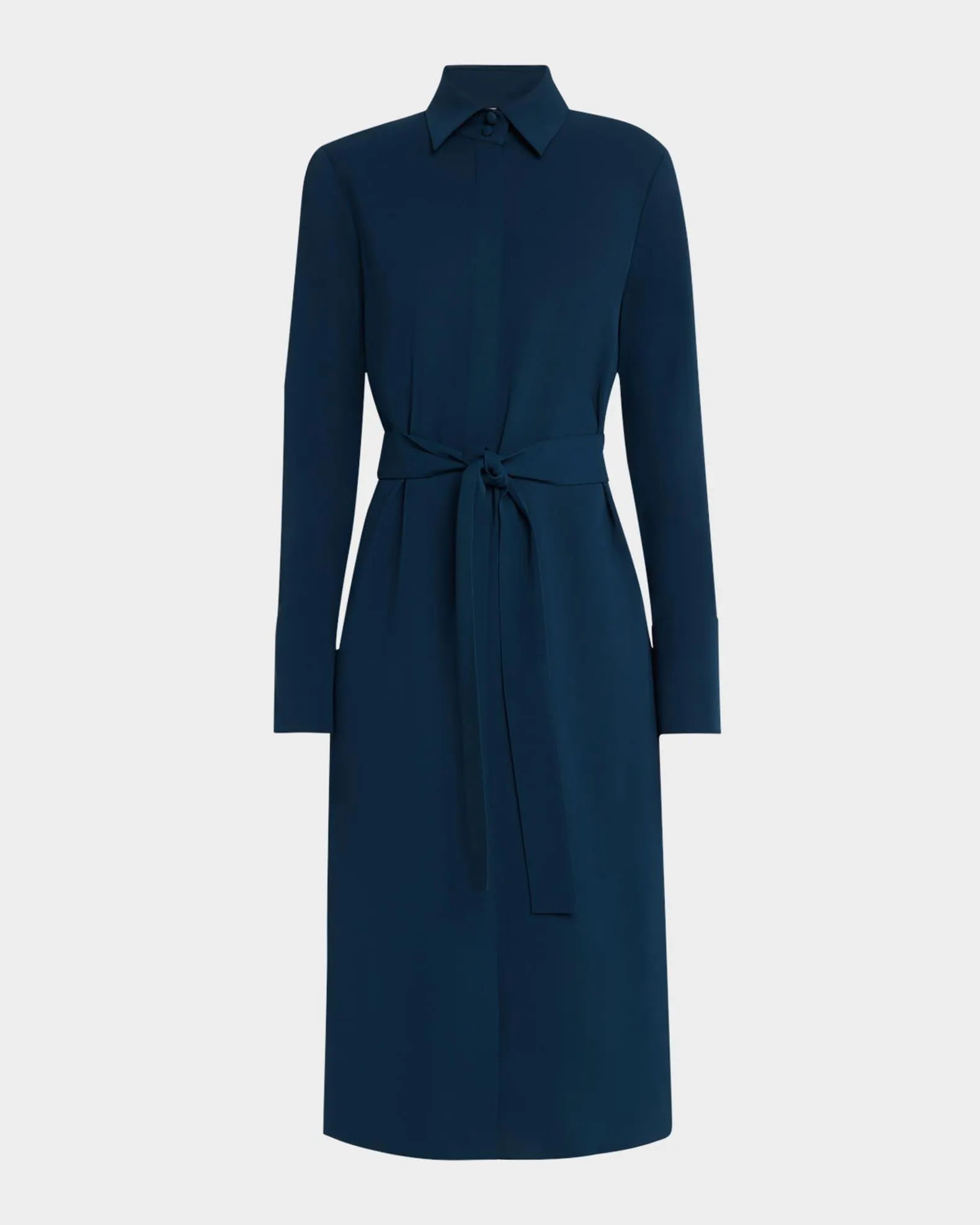 Belted Split-Cuff Shirtdress