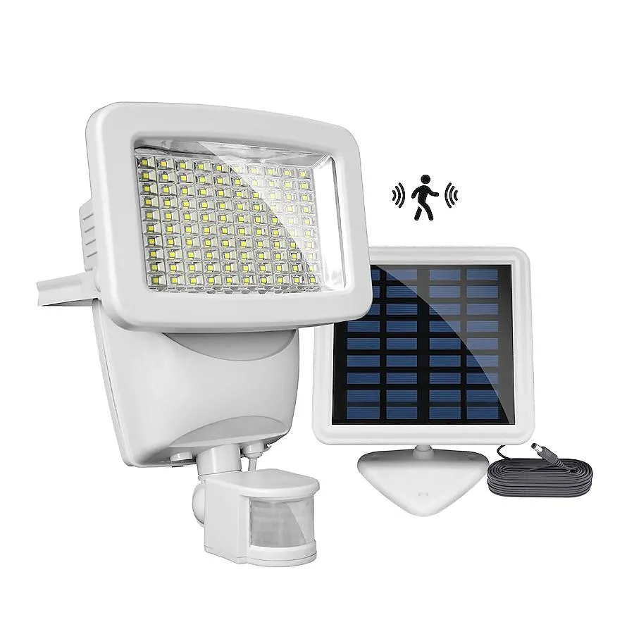Classy Caps 800 -Lumens 12 -Watt White Solar LED Flood light Motion Sensor