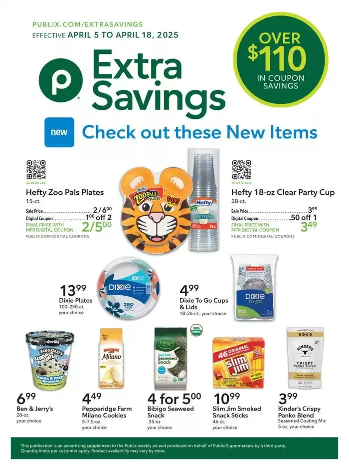 Weekly ad Publix Extra Savings from April 5 to April 18 2025 - Page 1