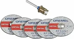 Dremel EZ406-02, EZ - Lock Starter Kit, 1 1/2-Inch (38.1 mm) Wheel Diameter, 5 Piece Fiberglass Reinforced Cut-Off Wheels and EZ402 Mandrel Included, Rotary Tool Cutting Disc Accessories