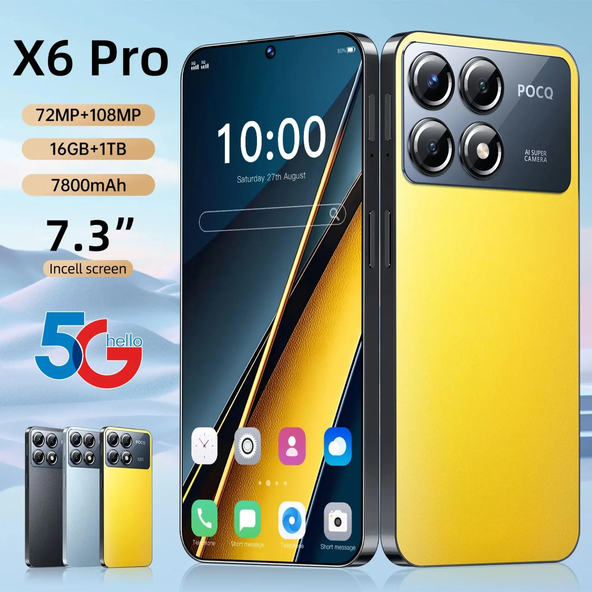 Teléfono inteligente HOT X2025 Pro 6, versión global, Snapdragon 8 Gen 3, 50 MP + 108 MP, teléfono móvil Android desbloqueado, teléfono móvil con NFC