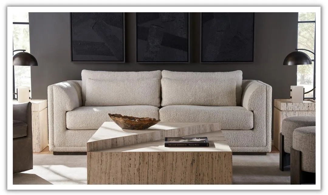 Universal Furniture Theo 3-Seater Fabric Sofa in Sheldon Ivory