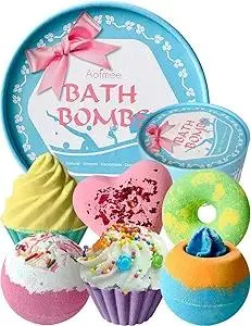 Aofmee Bath Bombs, 6pcs Bubble Bath Bomb for Girls, Handmade Fizzies Bathbombs for Women, Natural Organic Kids Spa Kit, Non Toxic Bath Kit for Teens, Gift Set for Birthday Christmas Easter