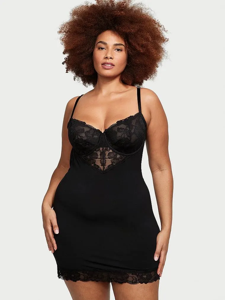 Modal & Lace Cupped Mini Slip Dress