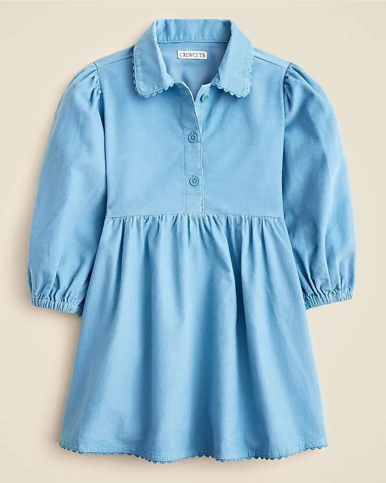 Girls' shirt-dress in lightweight corduroy