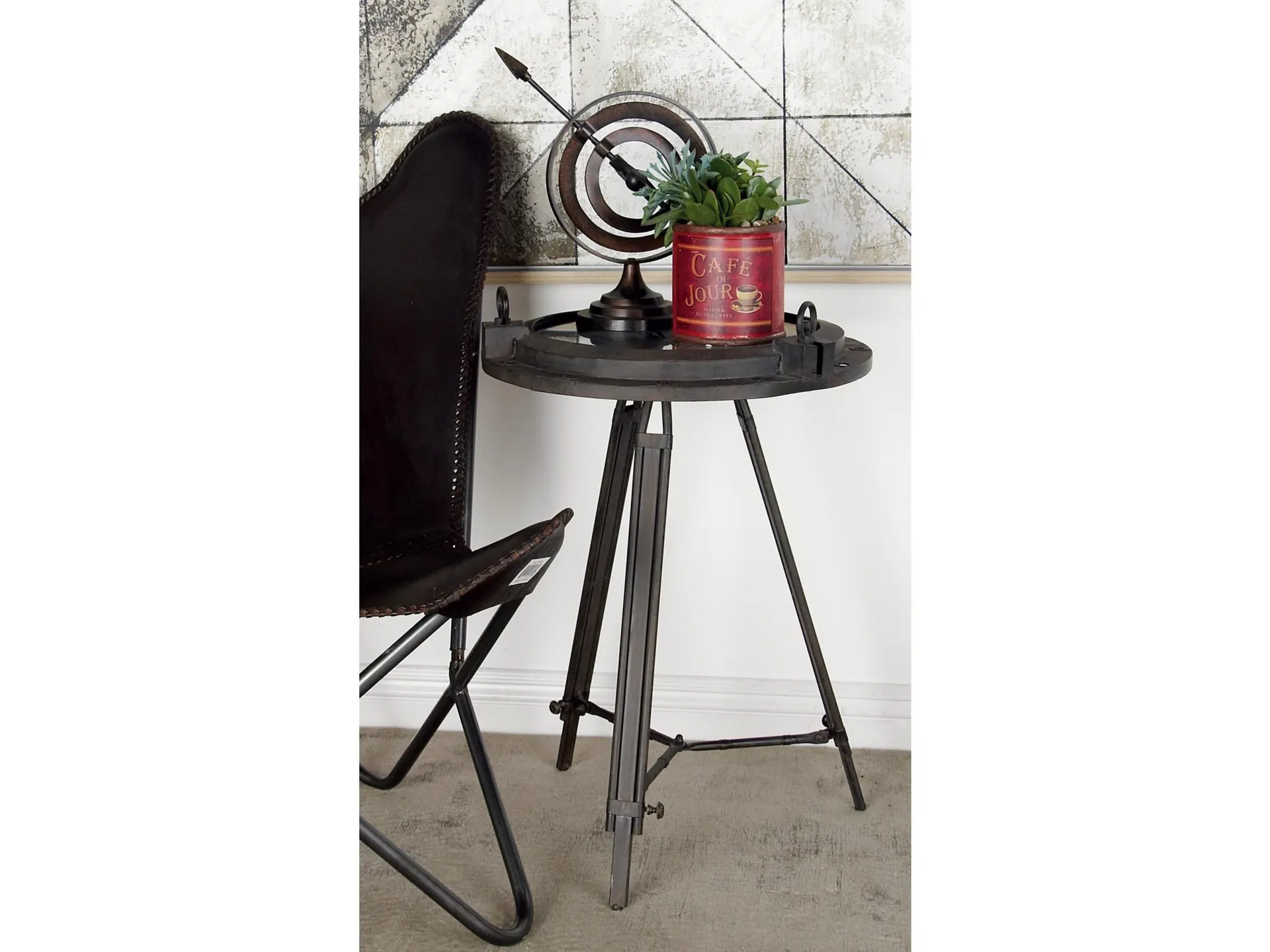 Bayberry Lane Compass Accent Table with Clock