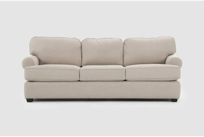 Hampstead II Linen Fabric Beige 97" Sofa | Rolled Arms | Loose Reversible Back