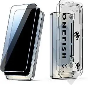 OneFish Privacy Screen Protector Designed Compatible with Samsung Galaxy S22、S23[6.1 Inch], 9H Tempered Glass, Scratch Resistant Bubble Free, Easy Installation, Auto Dust-Elimination 2 Pack